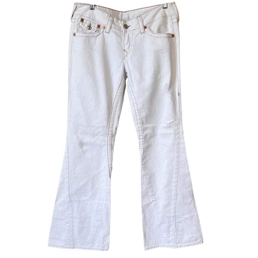 True Religion Joey low rise flare white jeans